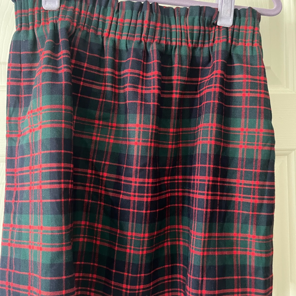 J. Crew Red And Green Smocked Midi Skirt